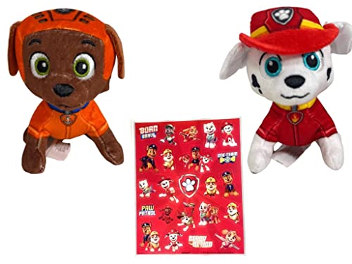 Bundle: Marshall and Zuma 5 inch Plush with Bonus Sticker Sheet