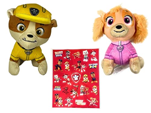 Bundle: Skye and Rubble 5 inch Plush with Bonus Sticker Sheet