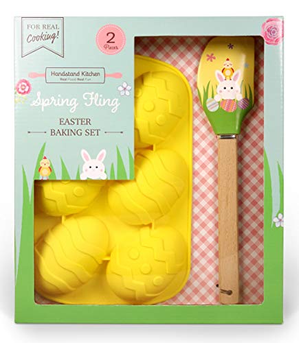 Handstand Kitchen Spring Fling Easter Egg Shaped Silicone Cupcake Mold and Spatula Set