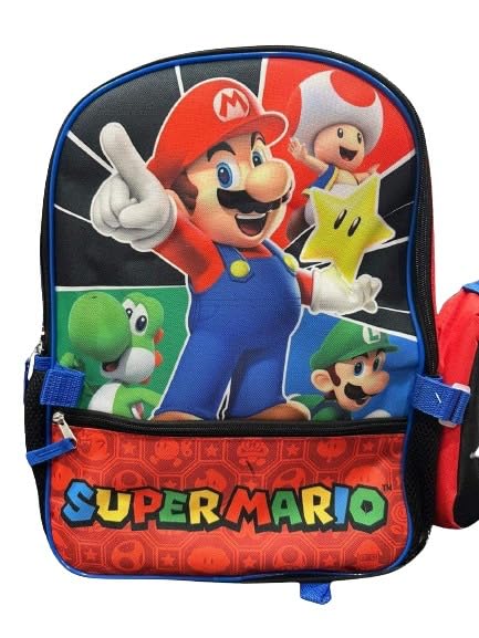 Super Mario Bros Character Backpack 16’’ With Lunch Bag Set School Bag For Kids Boys Girls