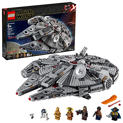 LEGO Star Wars Millennium Falcon 75257 Building Set - Starship Model with Finn, Chewbacca, Lando Calrissian, Boolio, C-3PO, R2-D2, and D-O Minifigures, The Rise of Skywalker Movie Collection